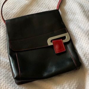 COPY - Italian black leather red stitching cross body bag